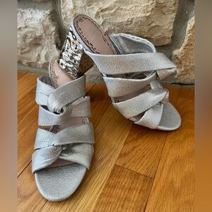 Brand New Never Worn! Muse Silver Strappy Mules.